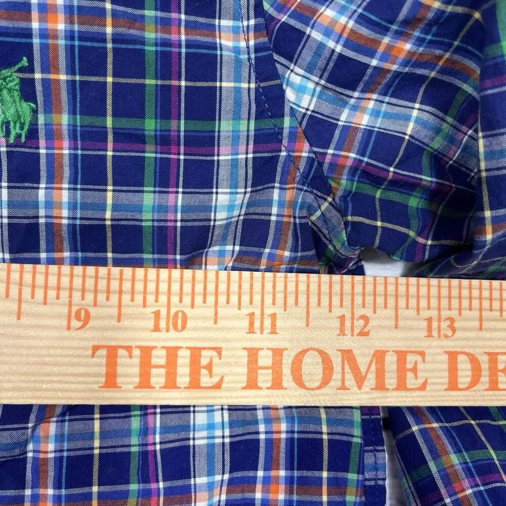 Ralph Lauren Shirt Toddler 3T Blue Green Pink Multi Long Sleeve Button Down Pony